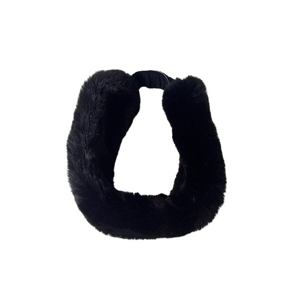 Sprigs Black Faux Fur Infinity Scarf & Headband Set For Women - Picture 2 of 5